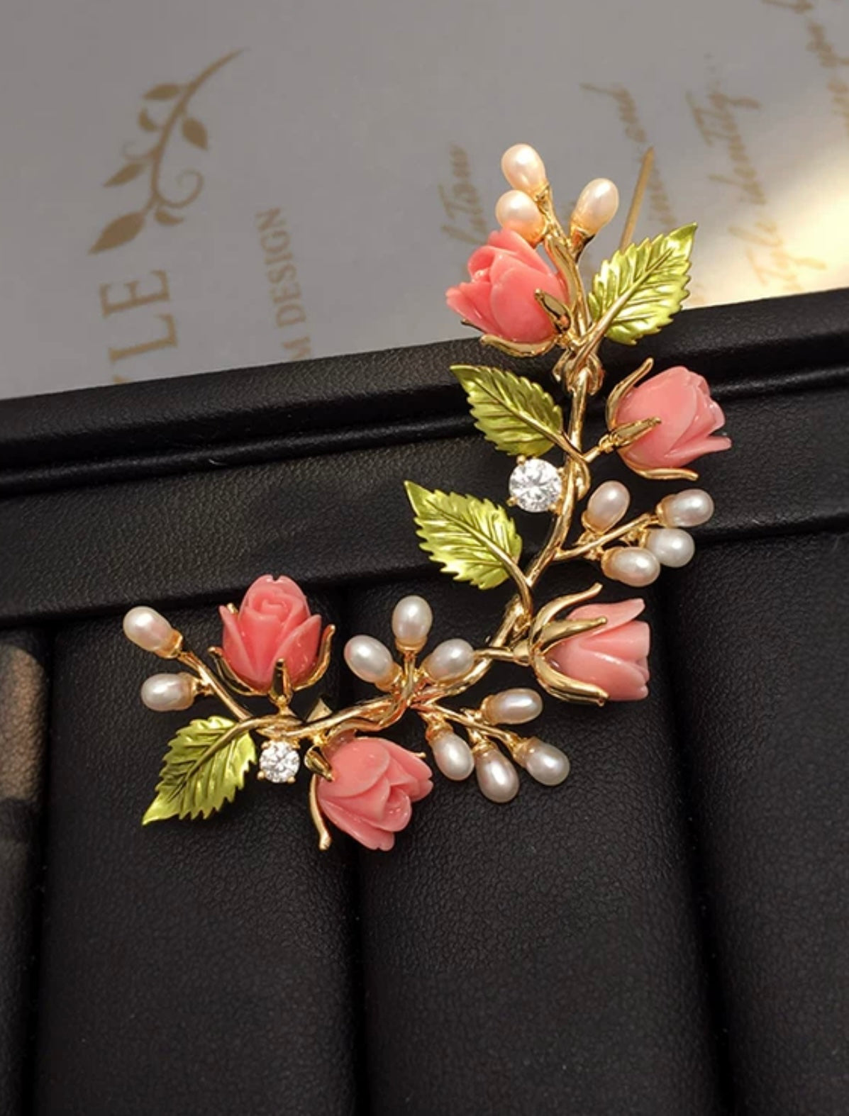 Golden Bloom Pearl Brooch